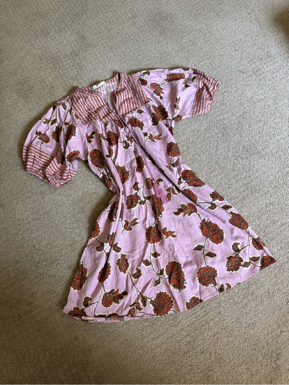 Knox Rose Pink Floral Midi Dress with Red/Brown Blooms